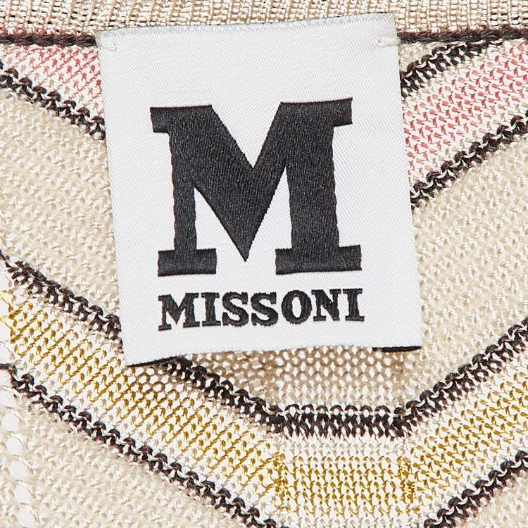 Pre Owned M Missoni Chevron Pattern Knit V-Neck Sweatshirt S