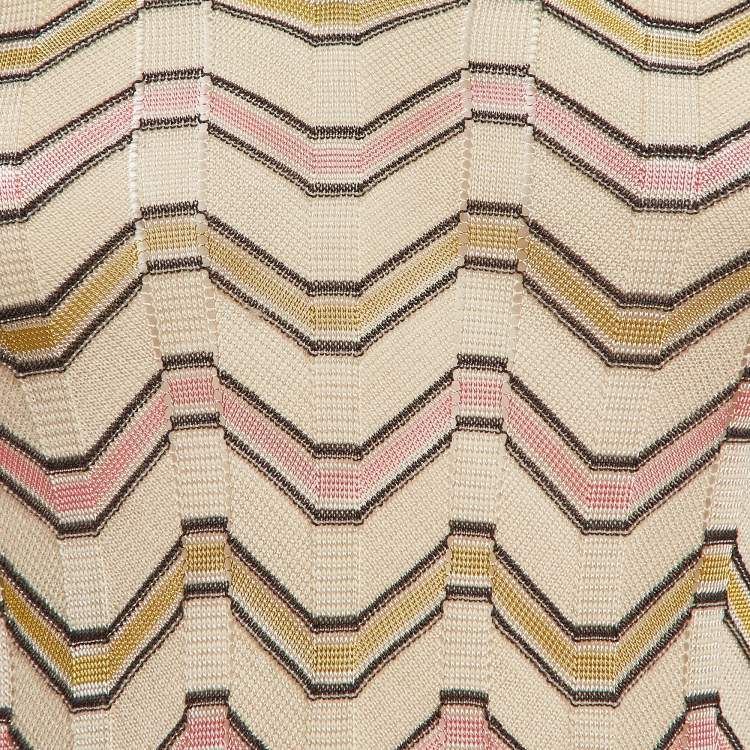 Pre Owned M Missoni Chevron Pattern Knit V-Neck Sweatshirt S