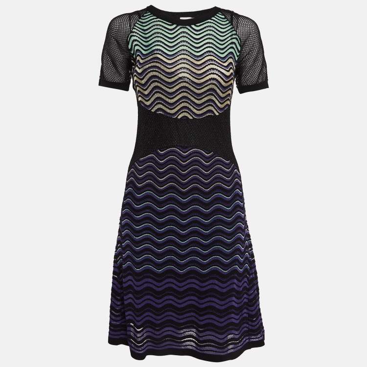 Pre Owned M Missoni Multicolor Wave Patterned Lurex Knit Short Dress M