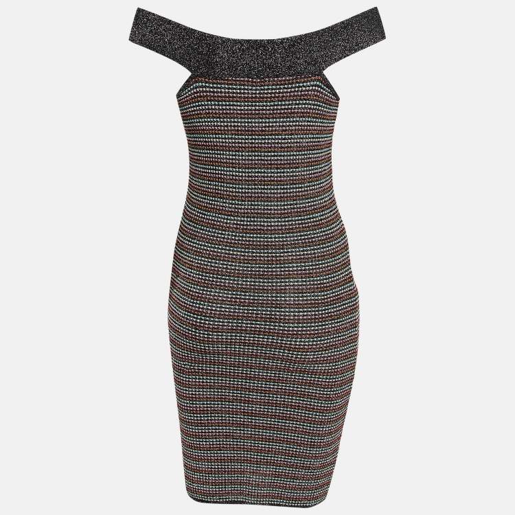 مملوكة مسبقًا M Missoni Multicolor Lurex Knit Off-Shoulder Mini Dress M