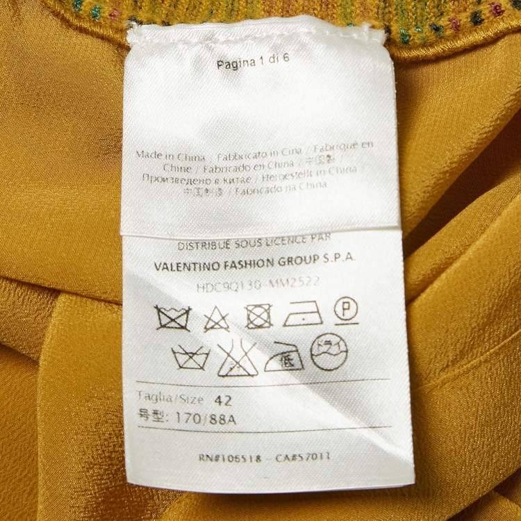 Pre Owned M Missoni Yellow Stripe Knit and Silk Buttoned Cardigan M