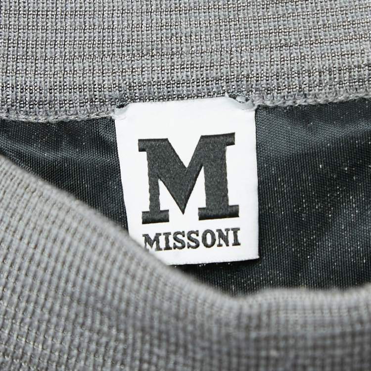 Pre Owned M Missoni Grey Chevron Knit Maxi Skirt S