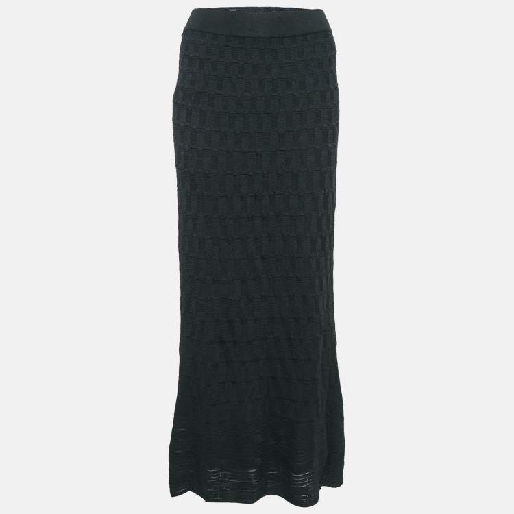 Pre Owned M Missoni Black Patterned Knit Maxi Skirt S