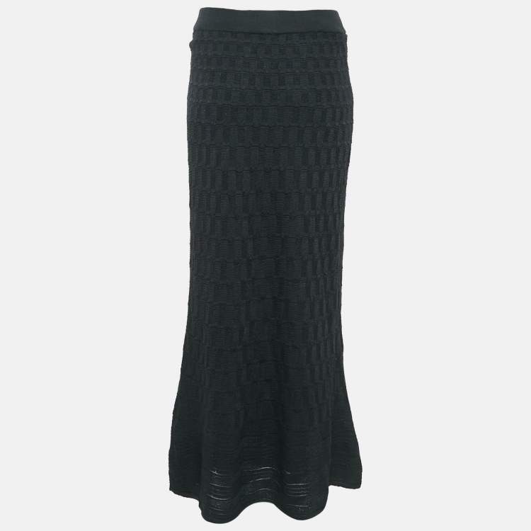 Pre Owned M Missoni Black Patterned Knit Maxi Skirt S