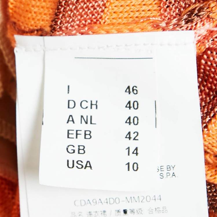 Pre Owned M Missoni Orange Chevron Knit Sleeveless Maxi Dress L
