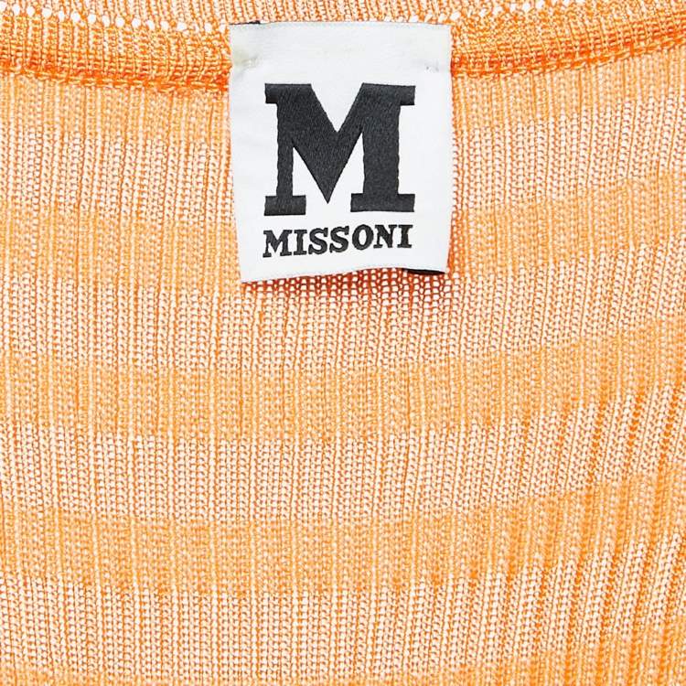 Pre Owned M Missoni Orange Chevron Knit Sleeveless Maxi Dress L