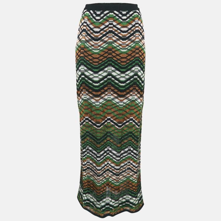 Pre Owned M Missoni Black Striped Knit Maxi Skirt S