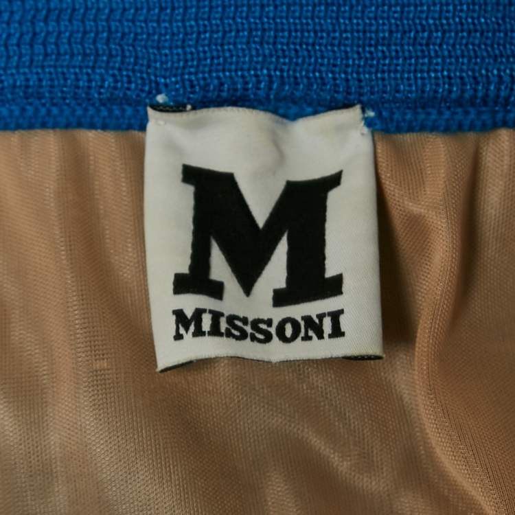 Pre Owned M Missoni Blue Stripe Pattern Knit Maxi Skirt M