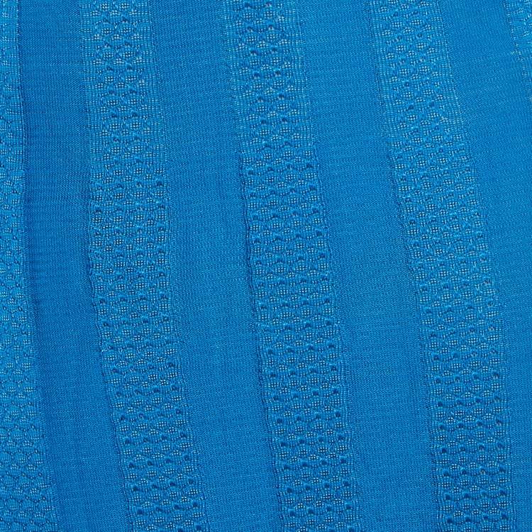 Pre Owned M Missoni Blue Stripe Pattern Knit Maxi Skirt M