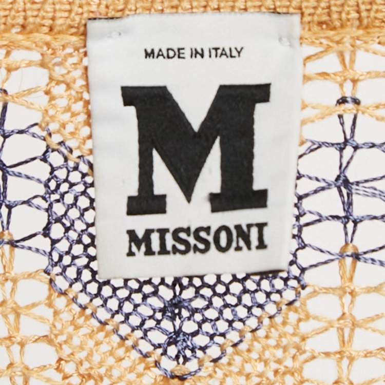 Pre Owned M Missoni Multicolor Chevron Crochet Knit Sheer Maxi Dress M