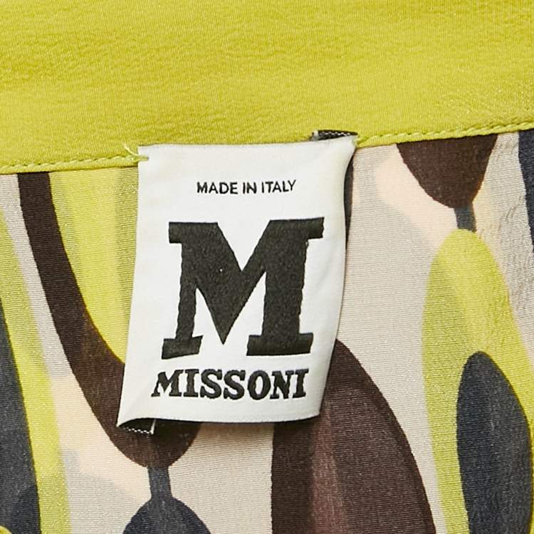 Pre Owned M Missoni Multicolor Printed Silk Long Sleeve Shirt M