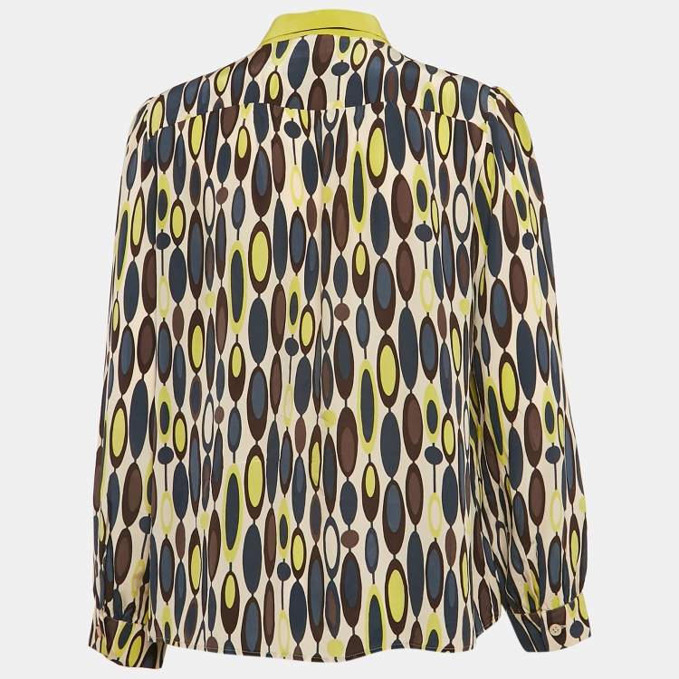 Pre Owned M Missoni Multicolor Printed Silk Long Sleeve Shirt M