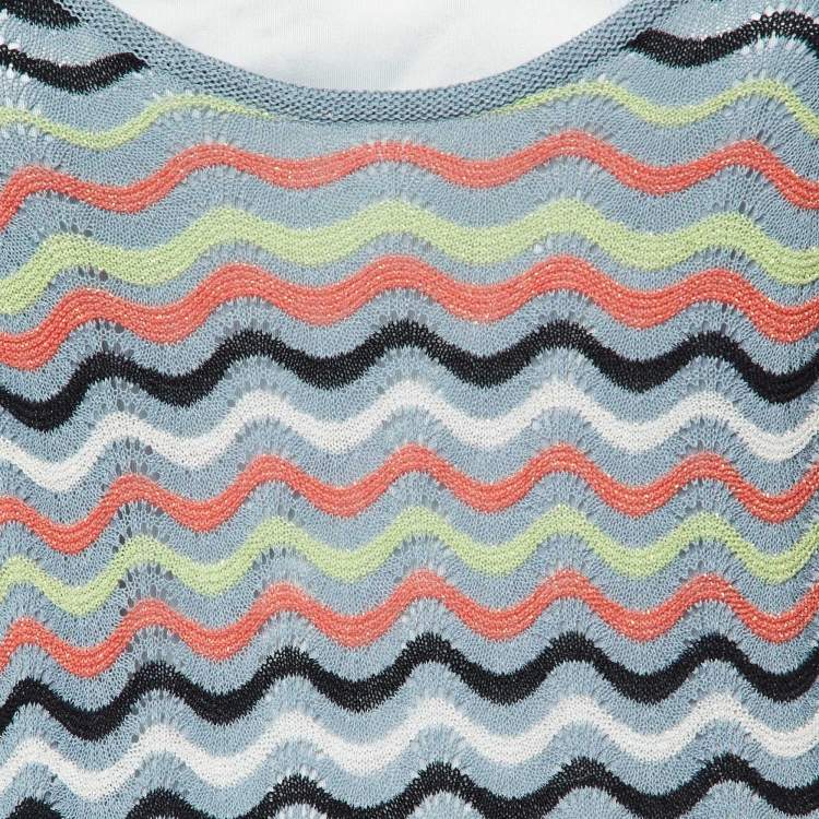 Pre Owned M Missoni Grey/Multicolor Wave Patterned Lurex Knit Dress M