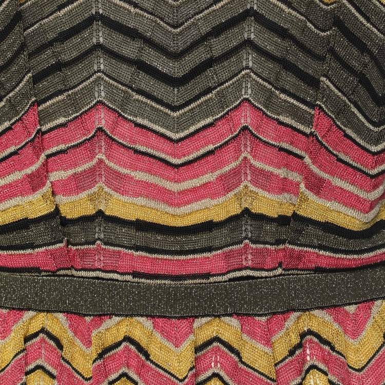 Pre Owned M Missoni Multicolor Knit Fabric Midi Dress M