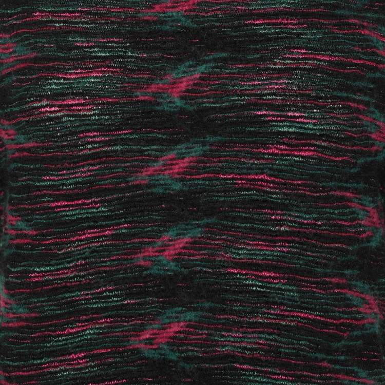 Pre Owned M Missoni Black/Purple Cotton Crew Neck Top M