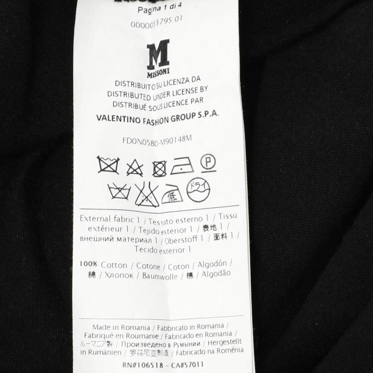 Pre Owned M Missoni Black/Purple Cotton Crew Neck Top M