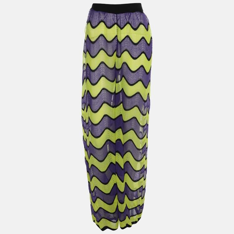 Pre Owned M Missoni Multicolor Knit Flare Trouser L