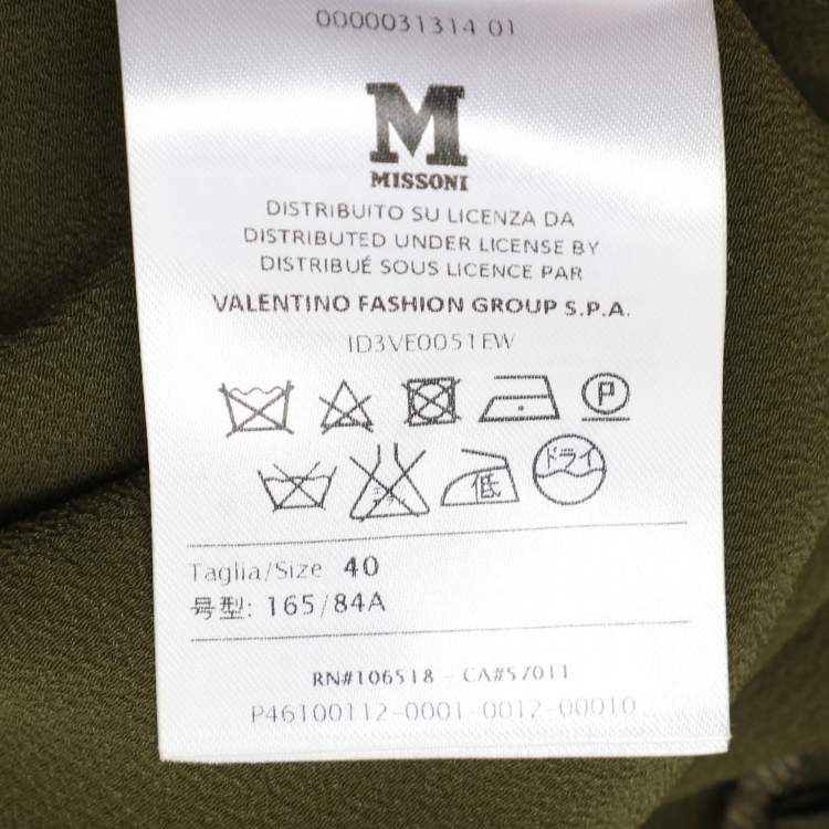 Pre Owned M Missoni Green Acetate Blend Belted Sleeveless Jumpsuit S