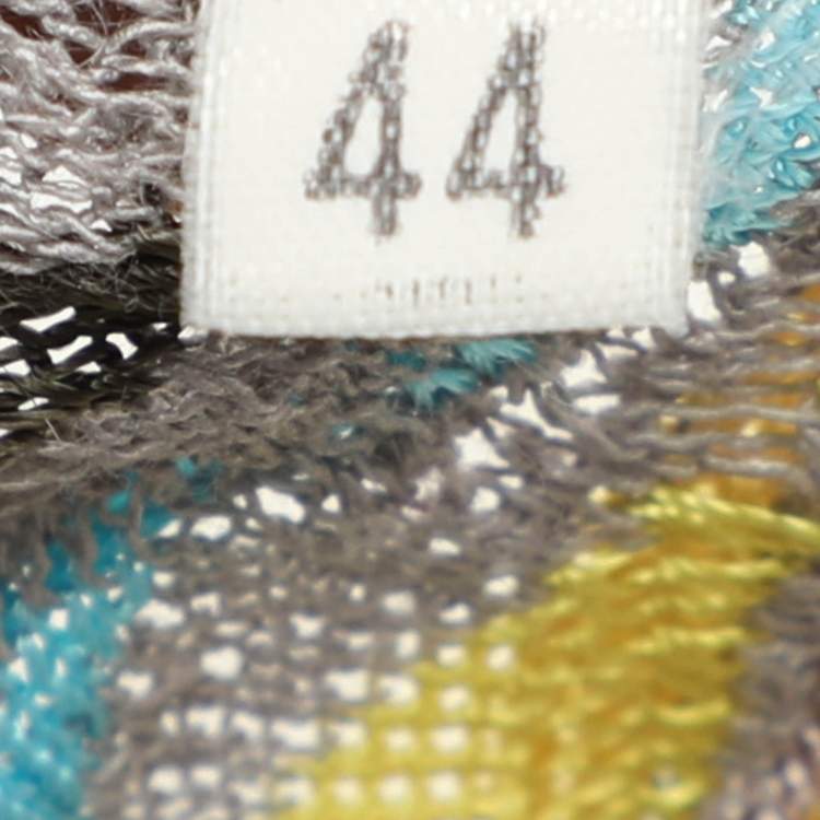 Pre Owned M Missoni Grey/Yellow Knit Fabric Top M