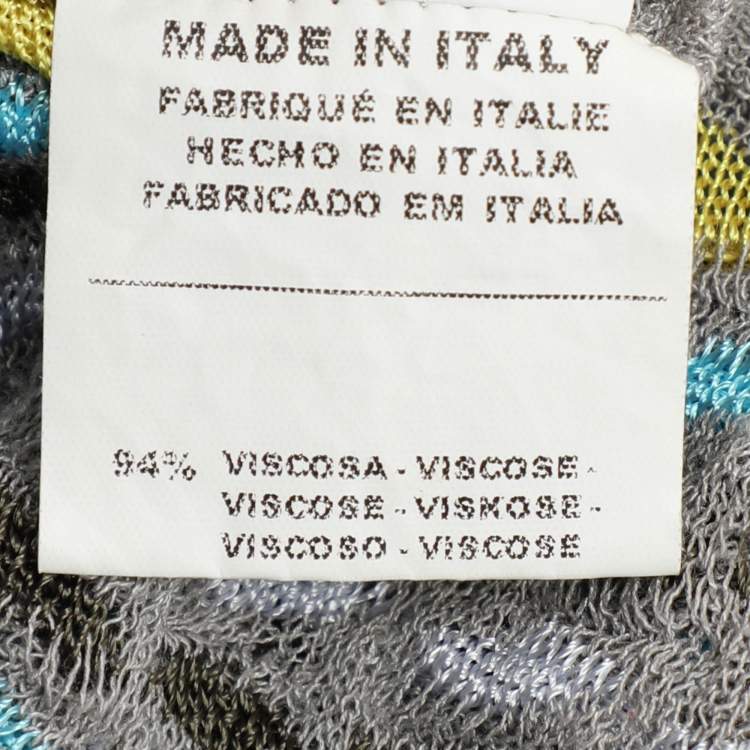 Pre Owned M Missoni Grey/Yellow Knit Fabric Top M
