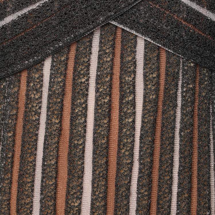 Pre Owned M Missoni Brown/Black Striped Knit Fabric Mini Dress S