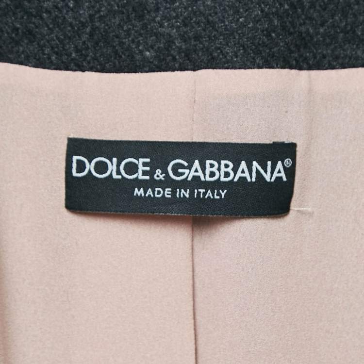 Pre Owned Dolce & Gabbana Grey Wool Double Breasted Coat M