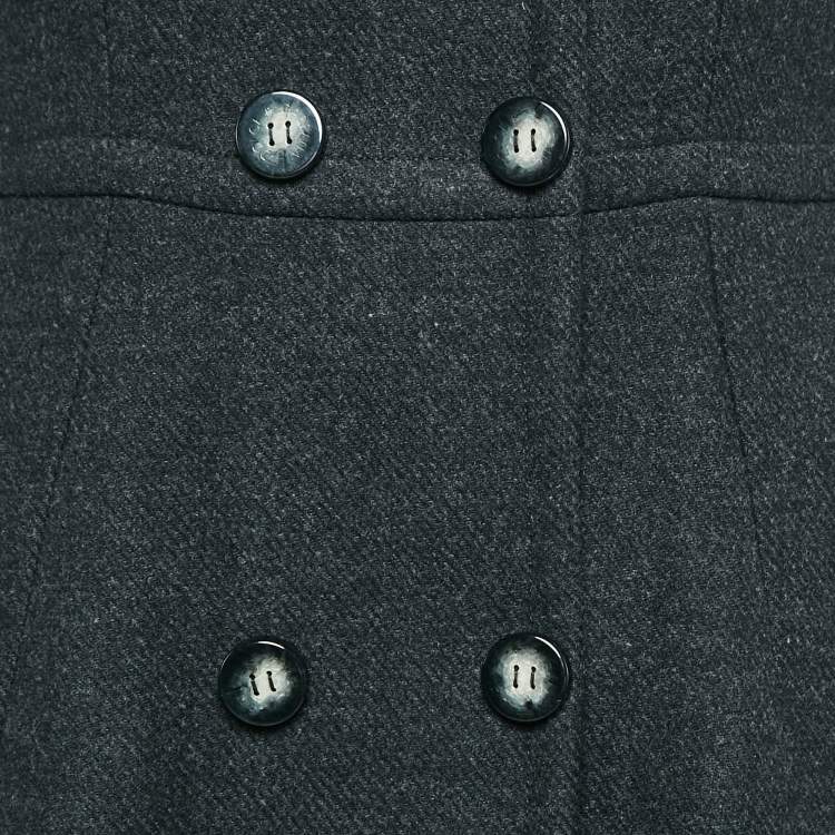Pre Owned Dolce & Gabbana Grey Wool Double Breasted Coat M
