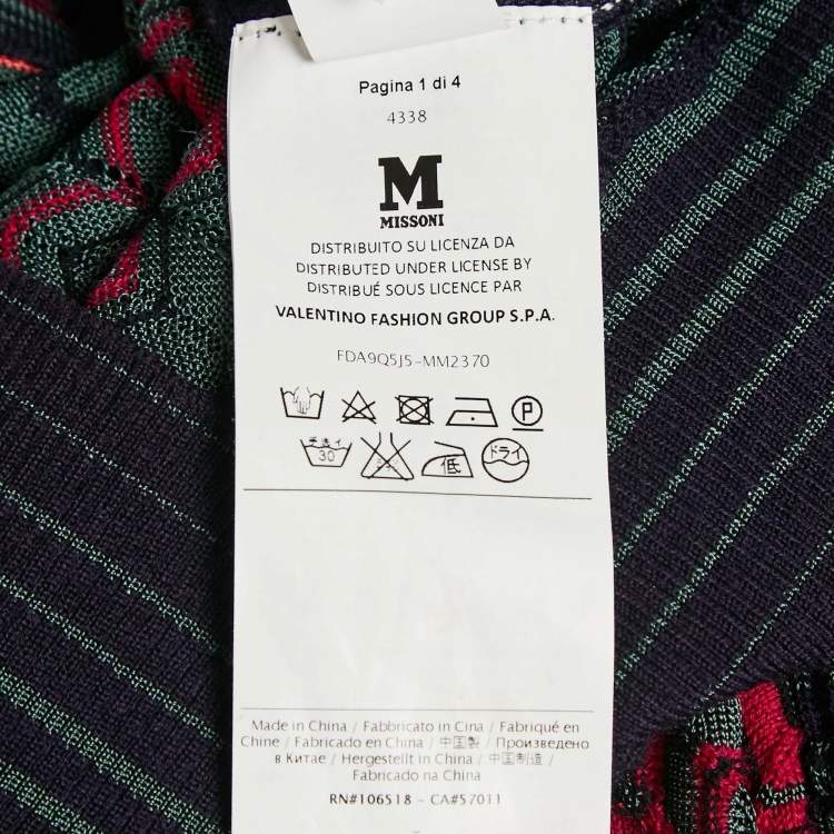 Pre Owned M Missoni Pink Chevron Pointelle Knit Button Front Cardigan M
