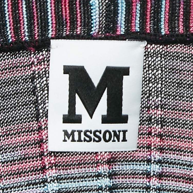 Pre Owned M Missoni Purple Patterned Knit Open Front Cardigan M