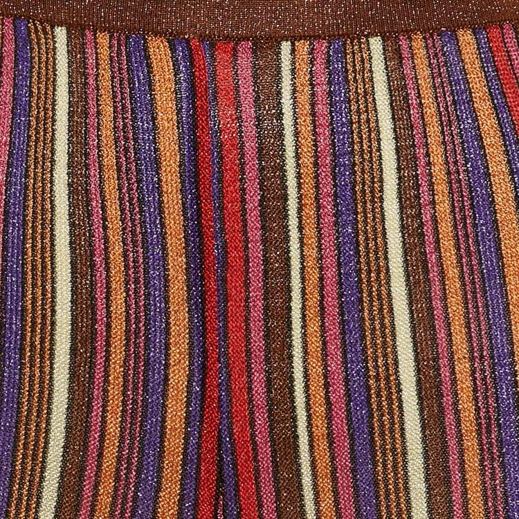 Pre Owned M Missoni Multicolor Stripe Lurex Knit Flared Pants S