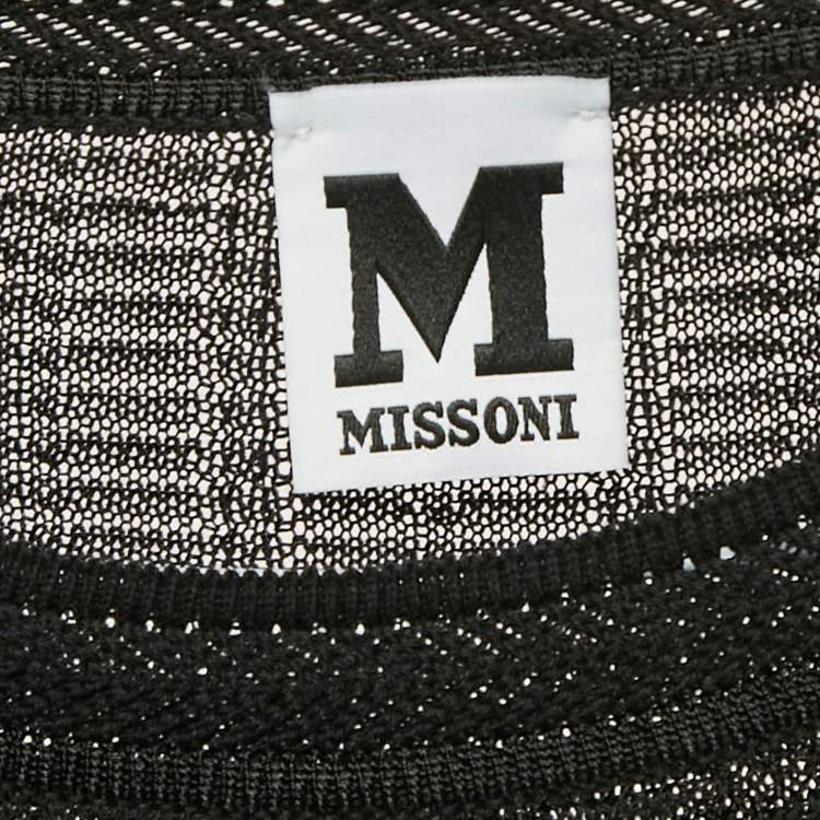 Pre Owned M Missoni Black Chevron Knit Sheer Top M
