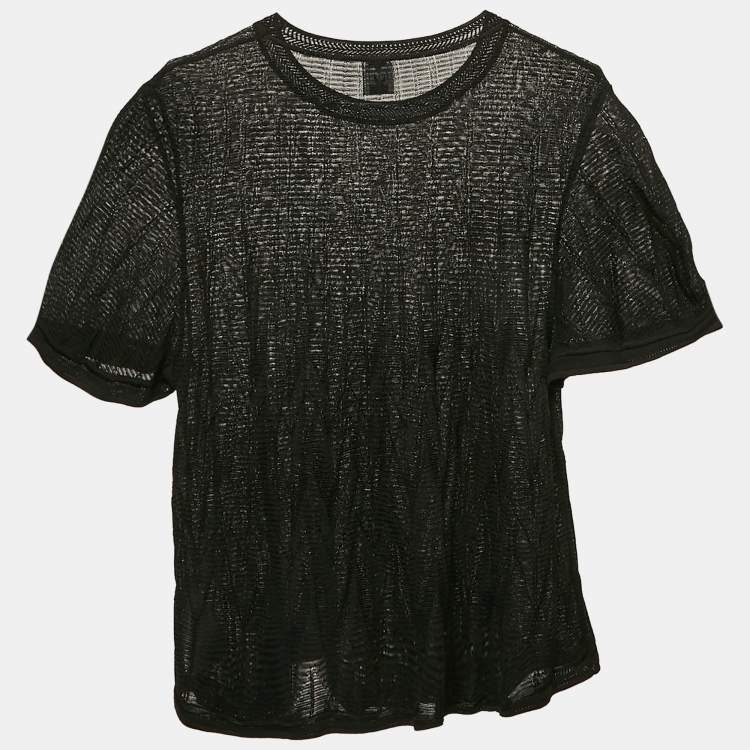 Pre Owned M Missoni Black Chevron Knit Sheer Top M