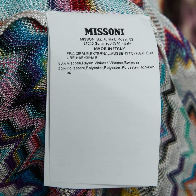 Pre Owned M Missoni Multicolor Chevron Knit Belted Cardigan L