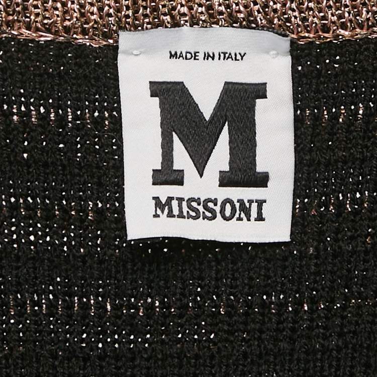 Pre Owned M Missoni Metallic Stripe Lurex Knit Long Cardigan L