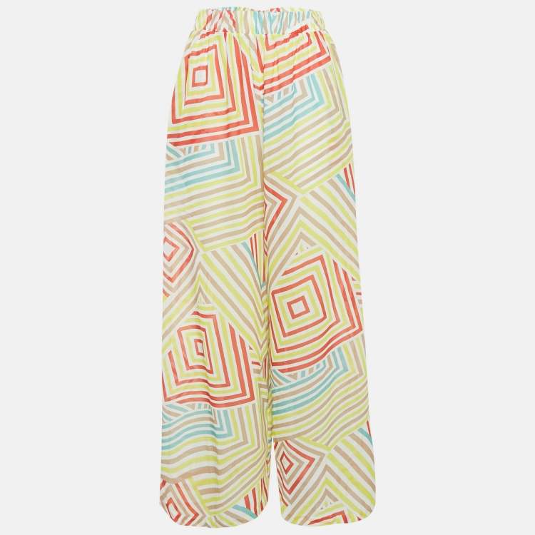 Pre Owned M Missoni Multicolor Printed Cotton Palazzo Pants S