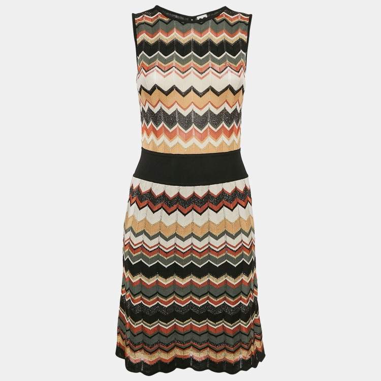 Pre Owned M Missoni Multicolor Patterned Lurex Knit Sleeveless Short Dress S