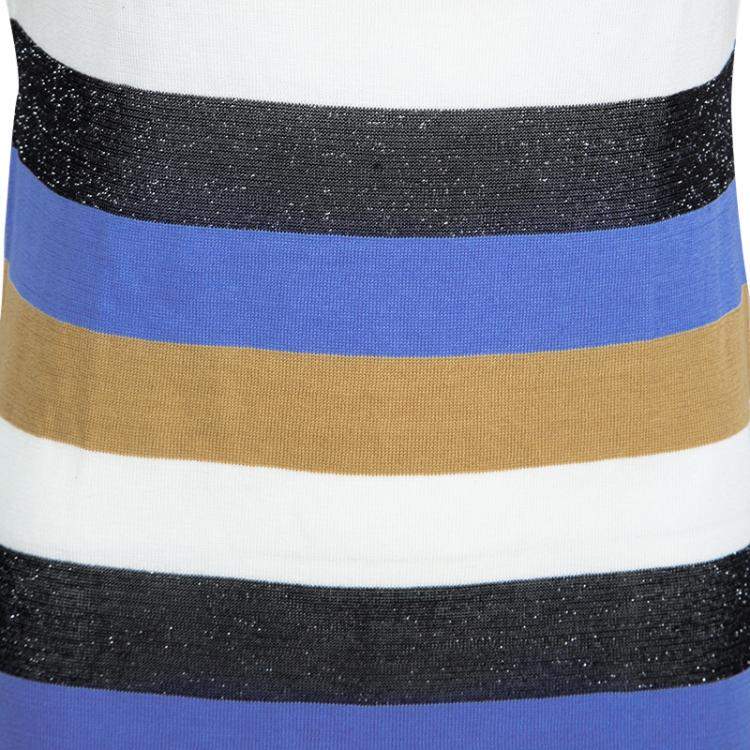 Pre Owned M Missoni Colorblock Striped Knit Strip Back Detail Top M