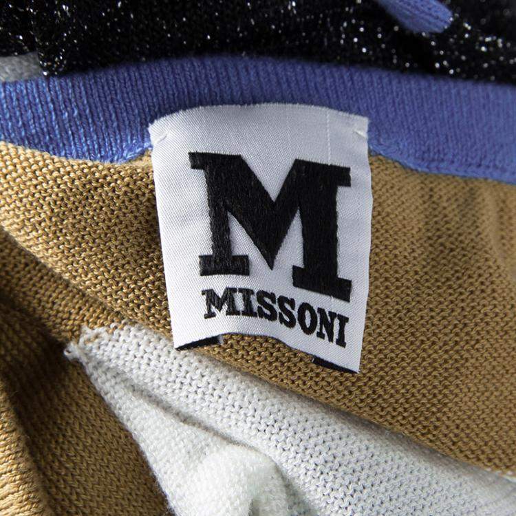 Pre Owned M Missoni Colorblock Striped Knit Strip Back Detail Top M