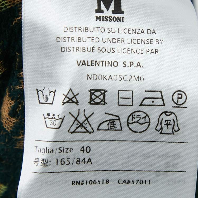 Pre Owned M Missoni Green/Multicolor Knit Waist Tie-Up Long Cardigan S
