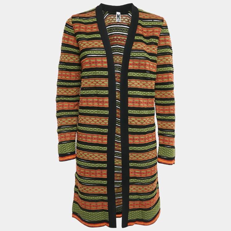 Pre Owned M Missoni Multicolor Patterned Knit Long Cardigan M