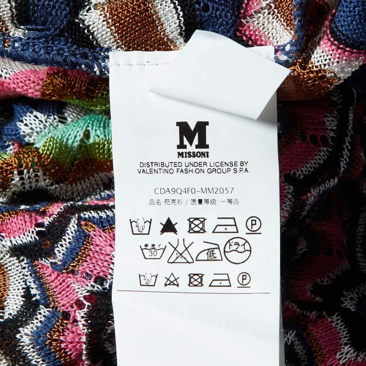 Pre Owned M Missoni Multicolor Patterned Knit Button Front Cardigan M