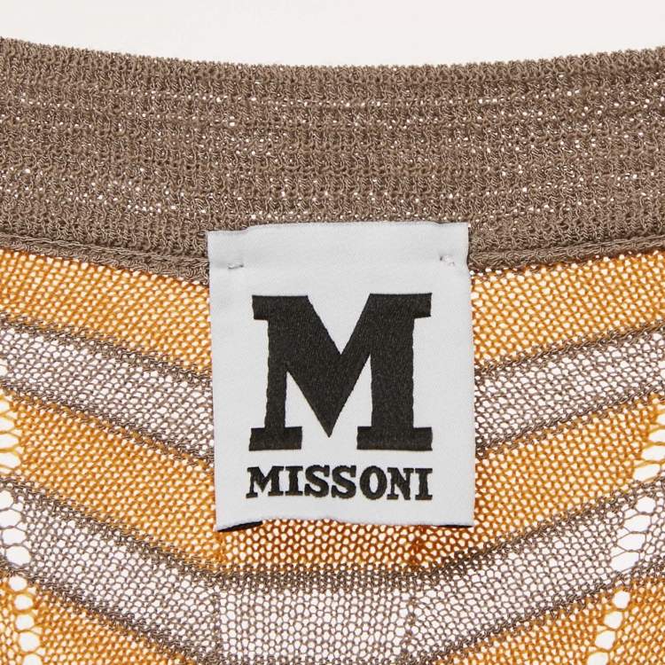 مملوكة مسبقًا M Missoni Multicolor Patterned Knit Wide Sleeve Long Dress L 