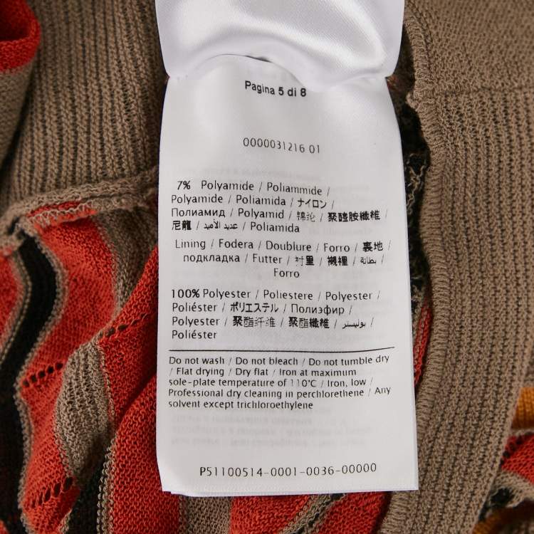 مملوكة مسبقًا M Missoni Multicolor Patterned Knit Wide Sleeve Long Dress L 