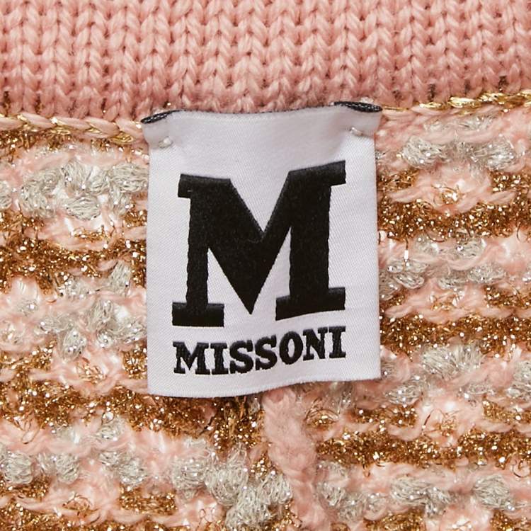 Pre Owned M Missoni Gold/Pink Lurex Tweed Shirt S
