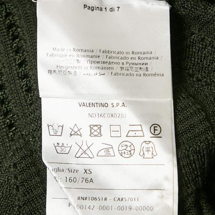 Pre Owned M Missoni Green Patterned Knit Long Sleeve Sweater XS