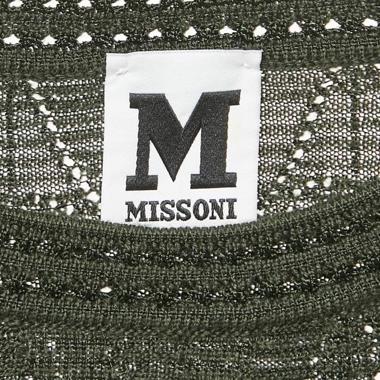 Pre Owned M Missoni Green Patterned Knit Long Sleeve Sweater XS
