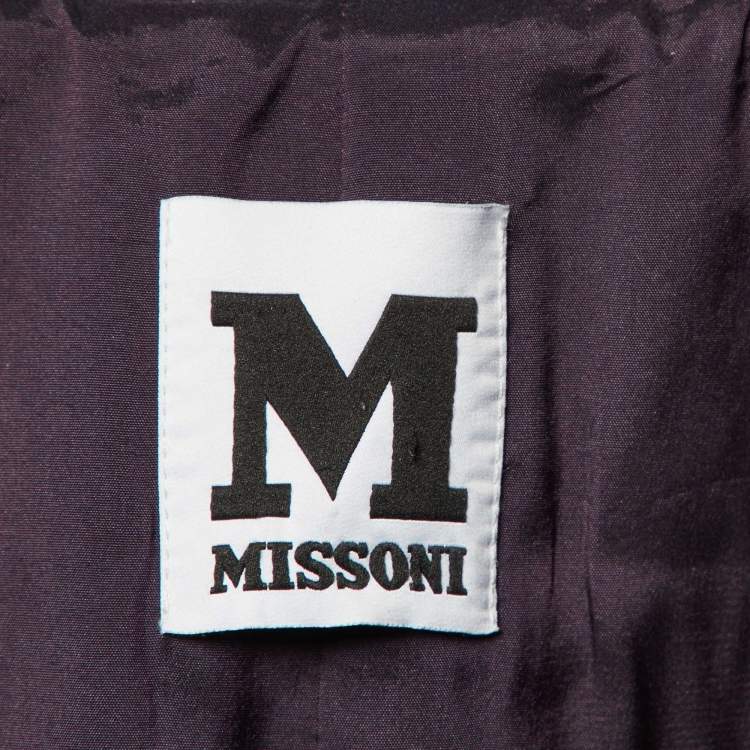 Pre Owned M Missoni Purple Printed Double Breasted Coat L