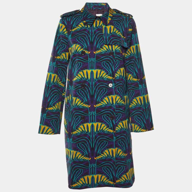 Pre Owned M Missoni Purple Printed Double Breasted Coat L