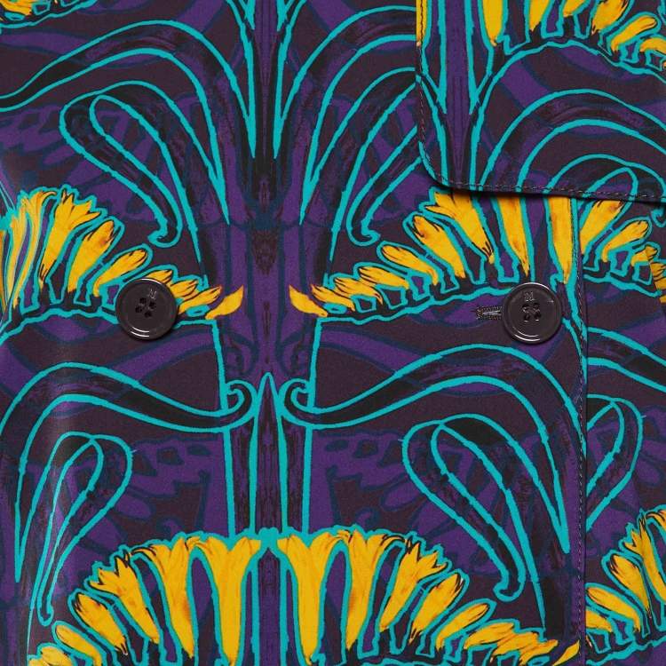Pre Owned M Missoni Purple Printed Double Breasted Coat L