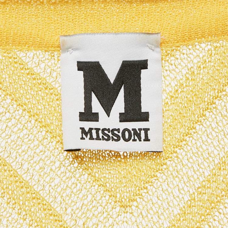 Pre Owned M Missoni Yellow Chevron Knit Drawstring Hem Detail Top M